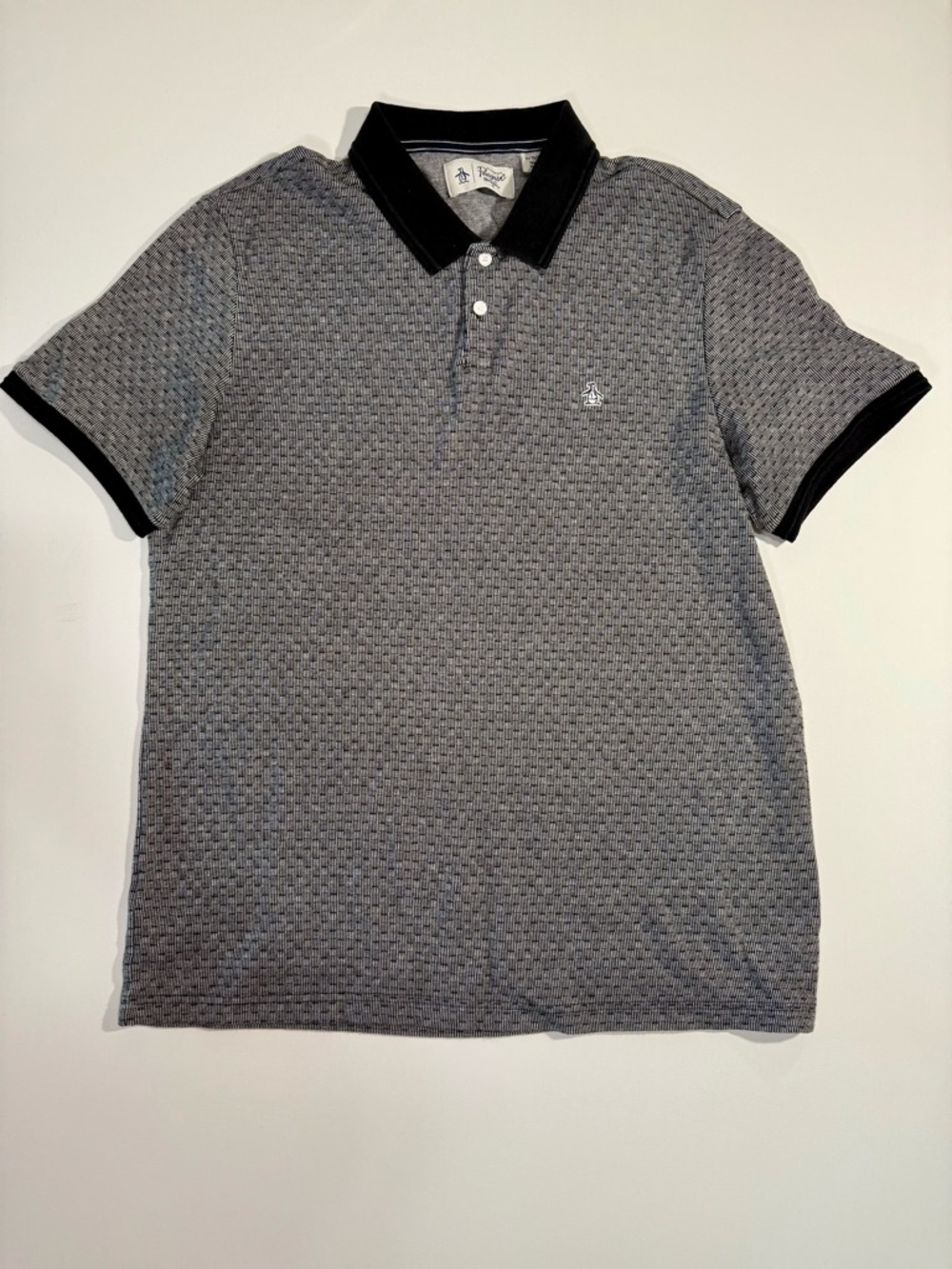Original Penguin Gray Textured Polo with Black Collar